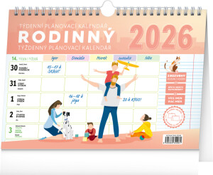 NOTIQUE Týždenný rodinný plánovací kalendár s háčikom CZ/SK 2026, 30 x 21 cm - Reklamnepredmety