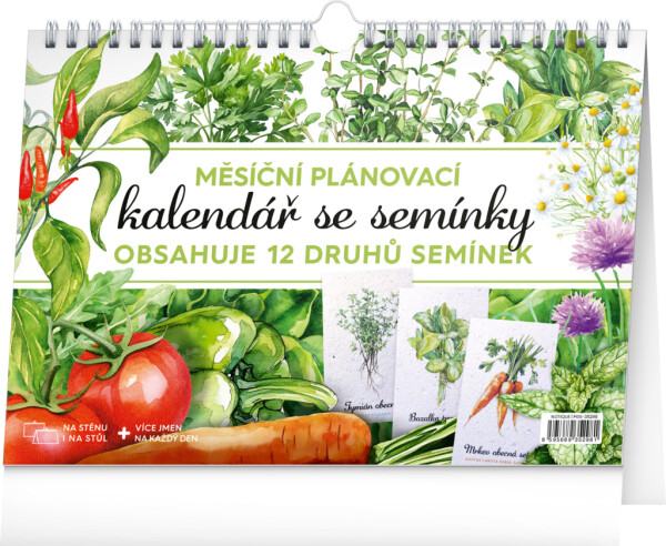 NOTIQUE Mesačný plánovací kalendár so semienkami CZ 2026, 30 x 21 cm
