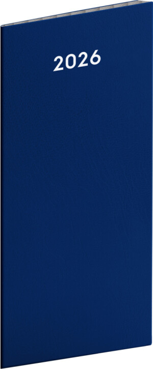 NOTIQUE Vreckový diár Modrý 2026, plánovací mesačný, 8 x 18 cm - Reklamnepredmety