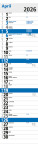 Plánovací kalendár Praktik nástenný modrý 2026 - T11-26-VN1 - variant Sp T11-26