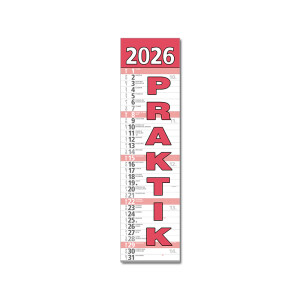 Plánovací kalendár Praktik nástenný červený 2026 - Reklamnepredmety