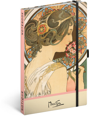 NOTIQUE Notes Alfons Mucha – Prvosienka, bodkovaný, 13 x 21 cm - Reklamnepredmety