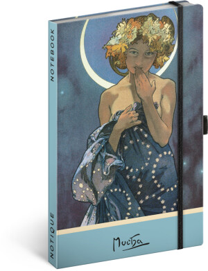 NOTIQUE Notes Alfons Mucha – Luna, bodkovaný, 11 x 16 cm - Reklamnepredmety