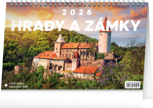 NOTIQUE Stolový kalendár Hrady a zámky CZ 2026, 23,1 x 14,5 cm - Reklamnepredmety