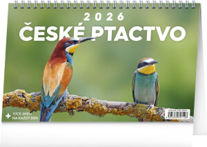 NOTIQUE Stolový kalendár České vtáctvo CZ 2026, 23,1 x 14,5 cm - Reklamnepredmety