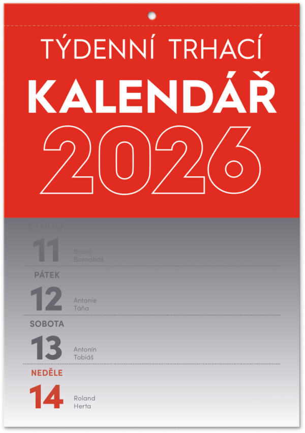 NOTIQUE Nástenný kalendár Trhací týždenný CZ 2026, A5