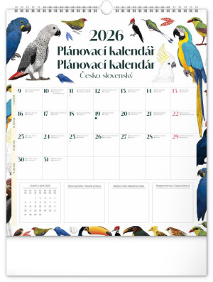 NOTIQUE Nástenný plánovací kalendár Animalium CZ/SK 2026, 30 x 34 cm - Reklamnepredmety