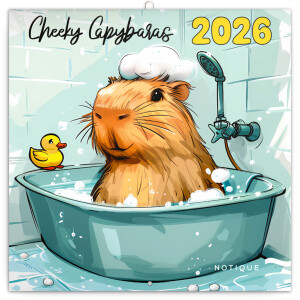 NOTIQUE Poznámkový kalendár Roztopašné kapybary 2026, 30 x 30 cm - Reklamnepredmety