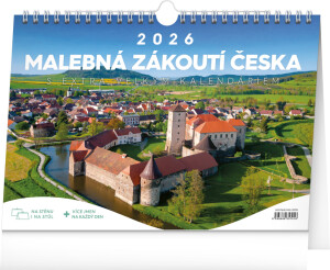NOTIQUE Stolový kalendár Malebné zákutia Česka CZ 2026 s extra veľkým kalendáriom, 30 x 21 cm - Reklamnepredmety