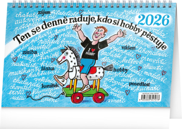 NOTIQUE Stolový kalendár Naše hobby CZ 2026 – Kamila Skopová, 23,1 x 14,5 cm