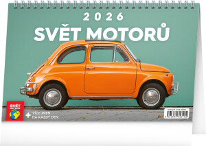 NOTIQUE Stolový kalendár Svet motorov CZ 2026, 23,1 x 14,5 cm - Reklamnepredmety