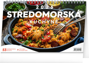 NOTIQUE Stolový kalendár Stredomorská kuchyňa CZ 2026, 23,1 x 14,5 cm - Reklamnepredmety