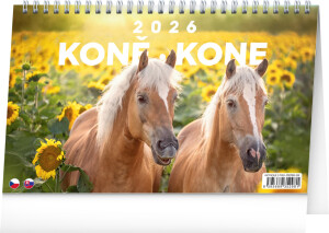 NOTIQUE Stolový kalendár Koně – Kone CZ/SK 2026, 23,1 x 14,5 cm - Reklamnepredmety