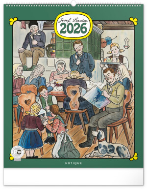 NOTIQUE Nástenný kalendár Josef Lada 2026, 48 x 56 cm - Reklamnepredmety