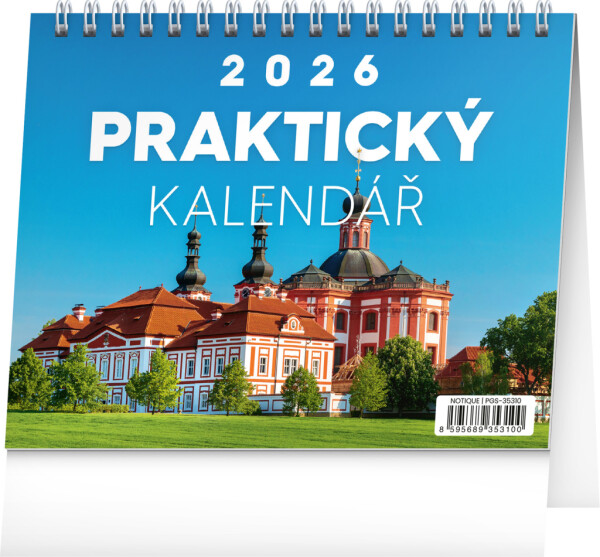 NOTIQUE Stolový kalendár Praktický kalendár s citátmi CZ 2026, 16,5 x 13 cm