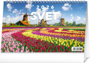 NOTIQUE Stolový kalendár Svet 2026, 23,1 x 14,5 cm - Reklamnepredmety