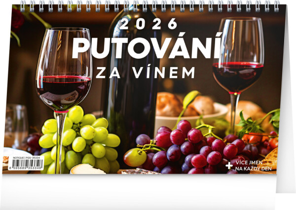 NOTIQUE Stolový kalendár Putovanie za vínom CZ 2026, 23,1 x 14,5 cm