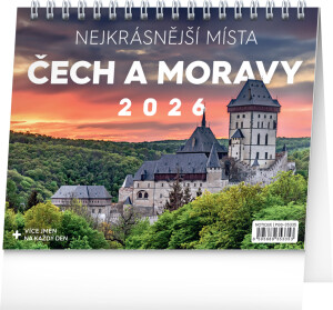 NOTIQUE Stolový kalendár Najkrajšie miesta Čech a Moravy CZ 2026, 16,5 x 13 cm - Reklamnepredmety