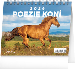 NOTIQUE Stolový kalendár Poézie koní CZ 2026, 16,5 x 13 cm - Reklamnepredmety