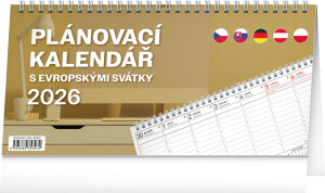 NOTIQUE Stolový kalendár s európskymi sviatkami CZ 2026 25 x 12,5 cm - Reklamnepredmety
