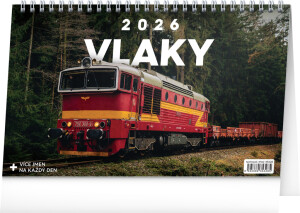 NOTIQUE Stolový kalendár Vlaky CZ 2026, 23,1 x 14,5 cm - Reklamnepredmety