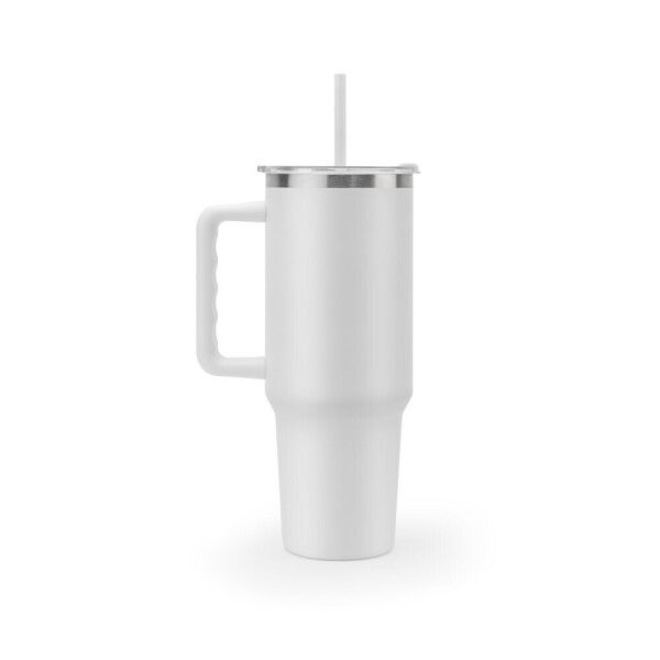 JOYNER XL. Veľký nerezový cestovný pohár (91% recyklovaný) s vákuovo izolovanou dvojitou stenou a matným povrchom 1300 mL