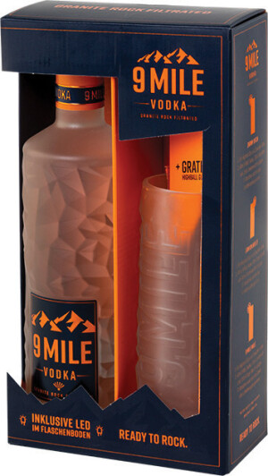 9 Mile Vodka, 37,5% GLASS SET - Reklamnepredmety