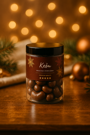 Dóza kešu orechy v mliečnej čokoláde - Reklamnepredmety