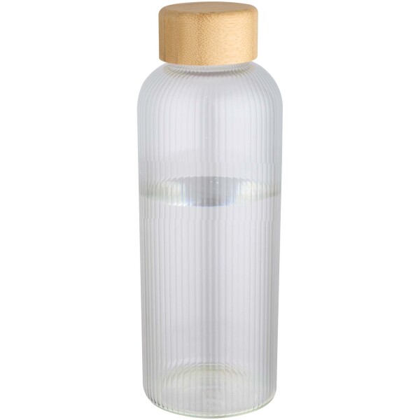 Mirage 650ml jednostenná borosilikátová sklenená fľaša s bambusovým viečkom