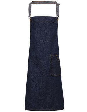 PW134 District Waxed Look Denim Bib Apron - Reklamnepredmety
