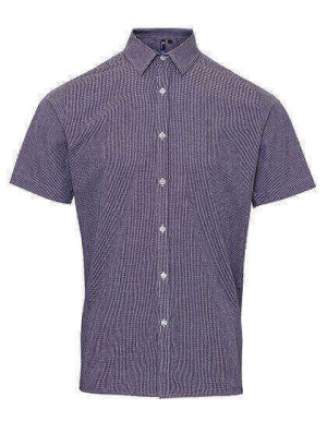 PW221 Mens microcheck (Gingham) Short Sleeve Shirt Cotton - Reklamnepredmety