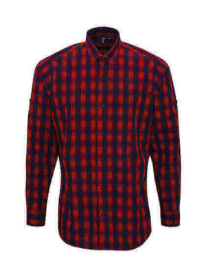 PW250 Mens Mulligan Check Cotton Long Sleeve Shirt - Reklamnepredmety