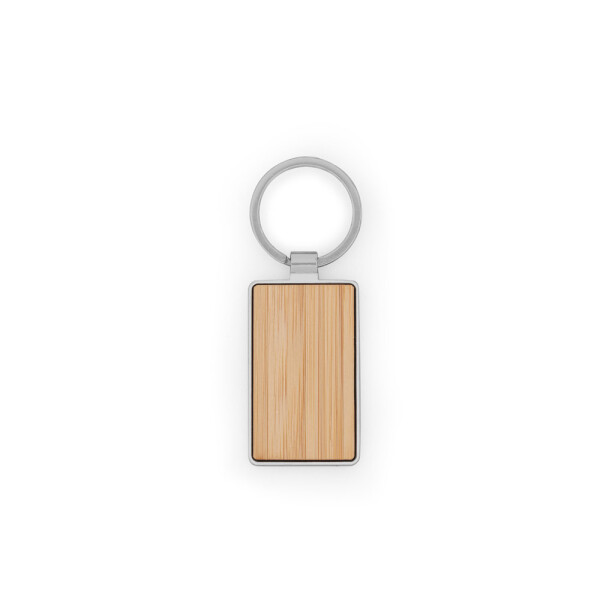 GASTON RECTANGULAR. Obdĺžniková kľúčenka zo zinku a bambusu