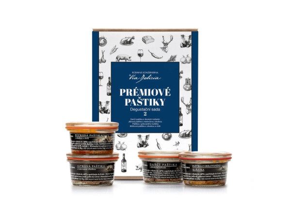 Prémiové paštéty – degustačná sada 2 (danielia, kuriatko, pečeňová, bôčiková)