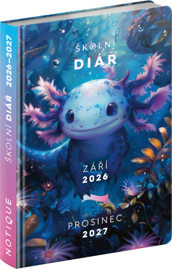 NOTIQUE Školský diár Axolotl CZ (september 2026 – december 2027), 9,8 x 14,5 cm
