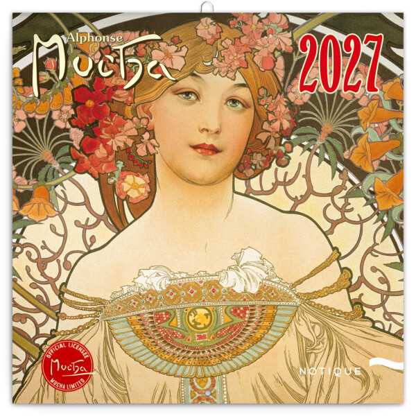 NOTIQUE Poznámkový kalendár Alfons Mucha 2027, 30 x 30 cm