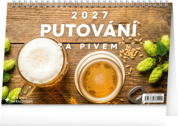 NOTIQUE Stolový kalendár Putovanie za pivom CZ 2027, 23,1 x 14,5 cm