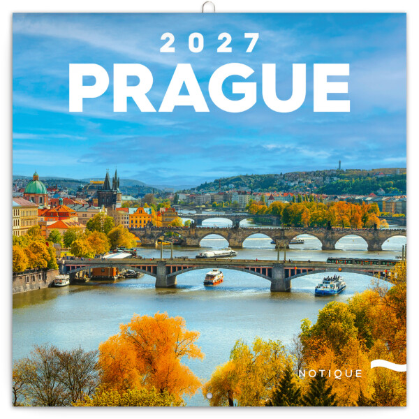 NOTIQUE Poznámkový kalendár Praha EN/CZ 2027, 20 x 20 cm