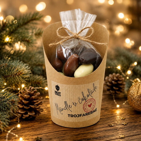 Mandle TROJFAREBNÉ v celofáne a kelímku 180 g