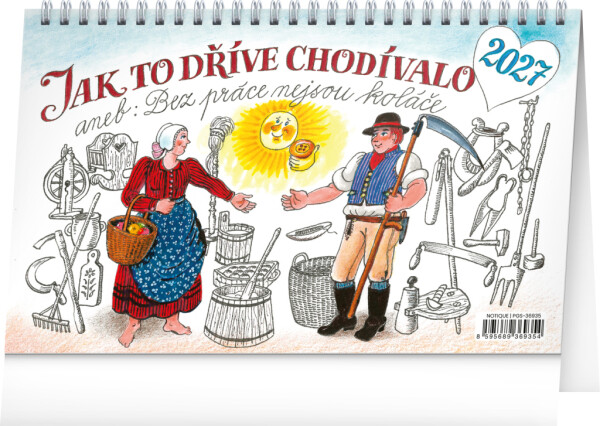 NOTIQUE Stolový kalendár Ako to bývalo kedysi... CZ 2027 – Kamila Skopová, 23,1 x 14,5 cm