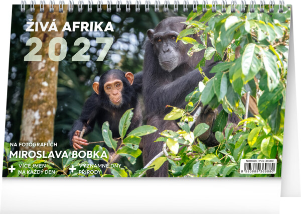 NOTIQUE Stolový kalendár Živá Afrika CZ 2027, 23,1 x 14,5 cm
