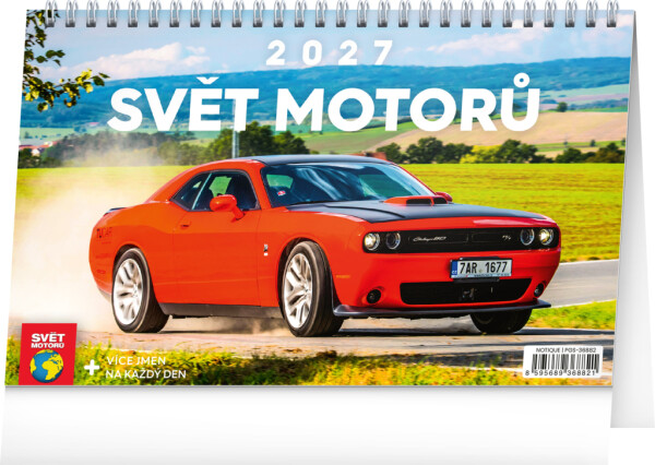 NOTIQUE Stolový kalendár Svet motorov CZ 2027, 23,1 x 14,5 cm