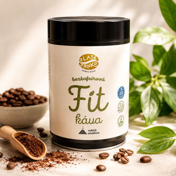 FitKáva (Bezkofeínová 100% arabika) – mletá v plechovke 250 g