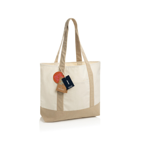 SHOP LOCAL AWARE™ recyklovaná bavlnená taška tote s gramážou