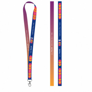 Vytlačená vzorka Lanyard SUBLIMATION Long II (20 mm) z polyesteru — biela