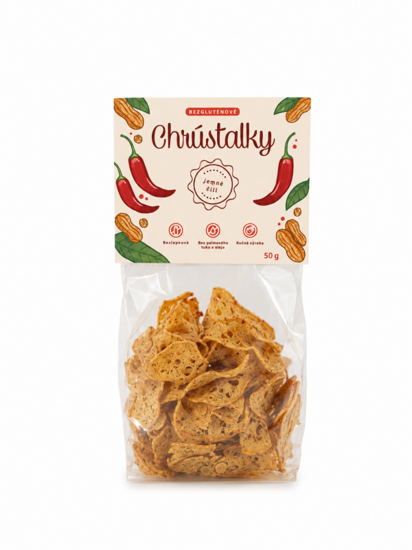 Chrústalky bezlepkové jemné čili a arašidy, 50 g