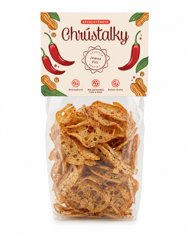 Chrústalky bezlepkové jemné čili a arašidy, 70 g