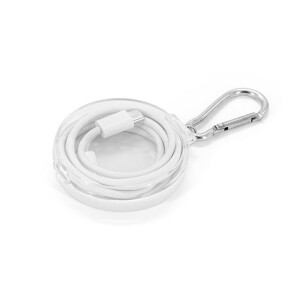 JEMISON. Kábel USB-C na USB-C s opleteným káblom (60 W), vyrobený z ABS, nehrdzavejúcej ocele, hliníka a polyesteru — biela
