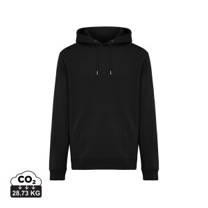 IQONIQ Joshua Unisex mikina s kapucňou z rec. bavlny — čierna XXS