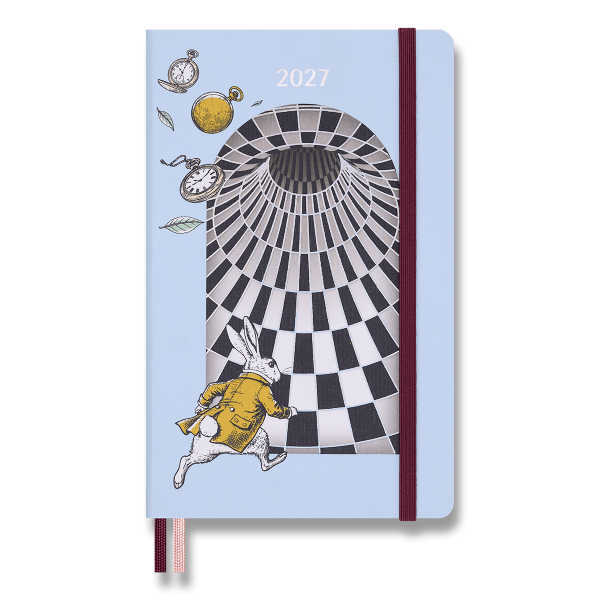 Diár Moleskine Alice in Wonderland 2027 veľkosť L - modrá farba denný, ružová farba týždenný